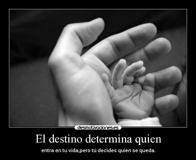 El destino determina quien - entra en tu vida,pero tú decides quien se queda.