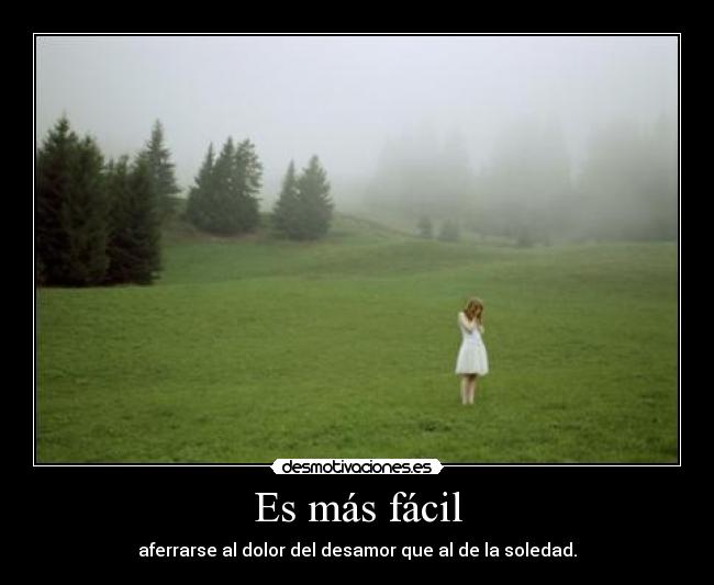 Es más fácil - aferrarse al dolor del desamor que al de la soledad.