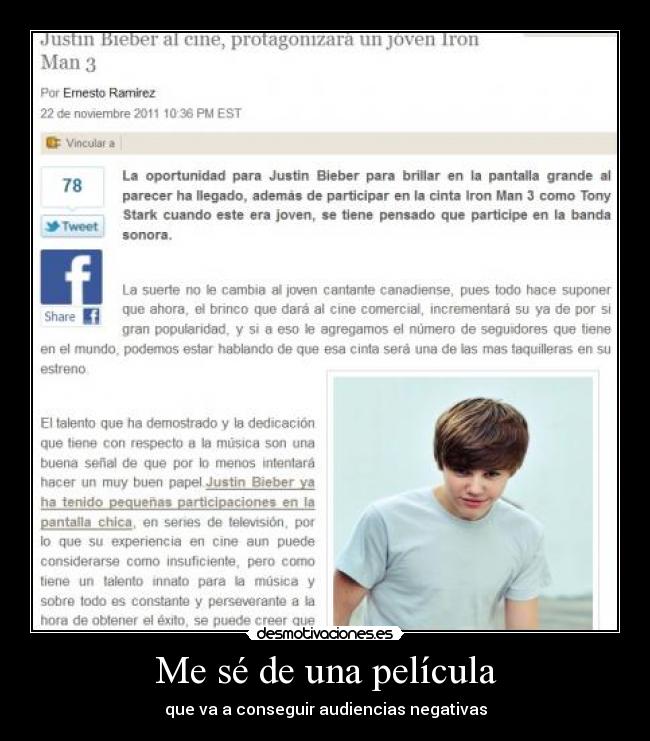 Me sé de una película - que va a conseguir audiencias negativas