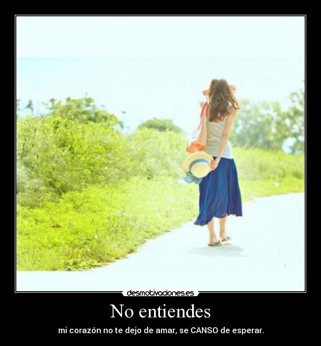 No entiendes - mi corazón no te dejo de amar, se CANSO de esperar.