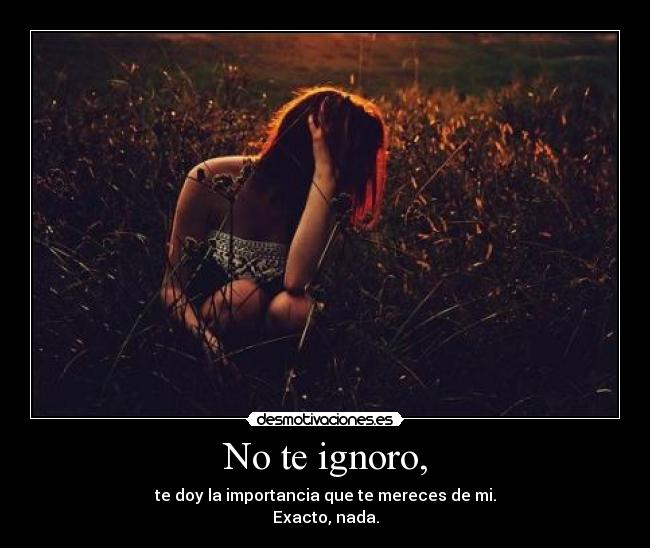 No te ignoro, - te doy la importancia que te mereces de mi.
Exacto, nada.
