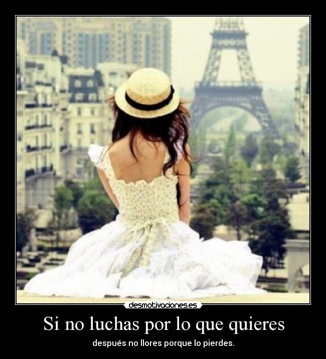 Si no luchas por lo que quieres - después no llores porque lo pierdes.