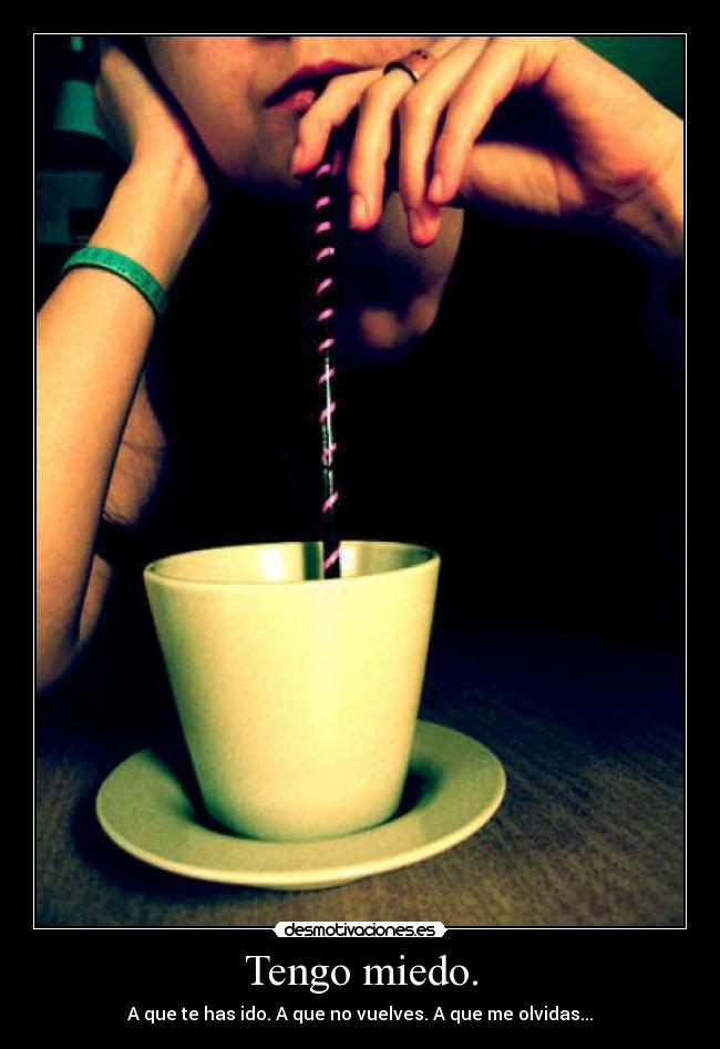 Tengo miedo. - A que te has ido. A que no vuelves. A que me olvidas...