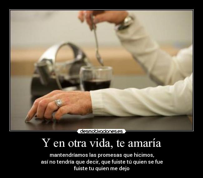 Y en otra vida, te amaría - mantendríamos las promesas que hicimos,
así no tendría que decir, que fuiste tú quien se fue
fuiste tu quien me dejo