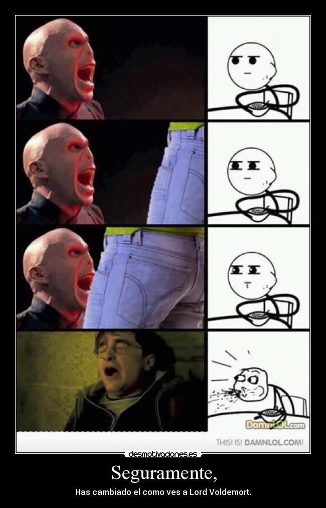 Seguramente, - Has cambiado el como ves a Lord Voldemort.