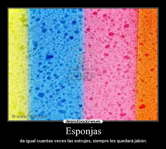 Esponjas - da igual cuantas veces las estrujes, siempre les quedará jabón.