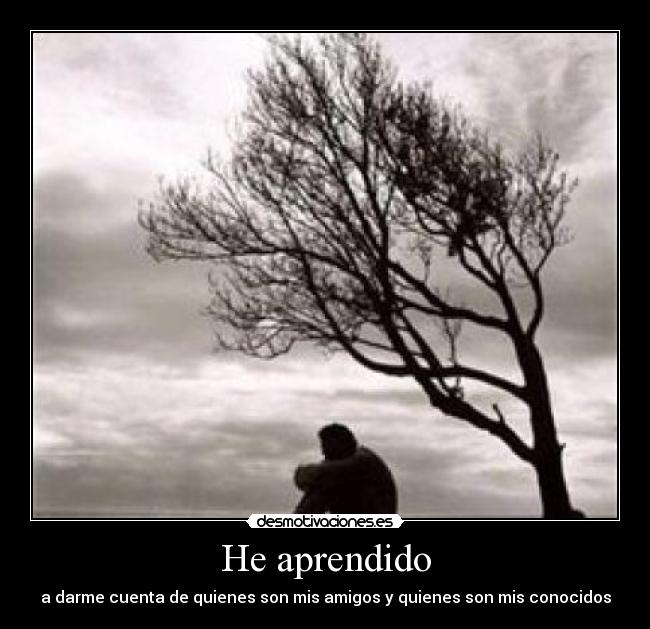 He aprendido - a darme cuenta de quienes son mis amigos y quienes son mis conocidos
