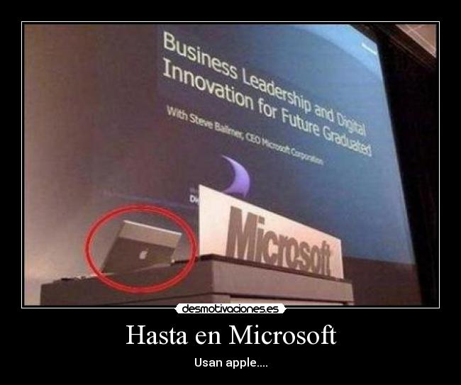 Hasta en Microsoft - Usan apple....