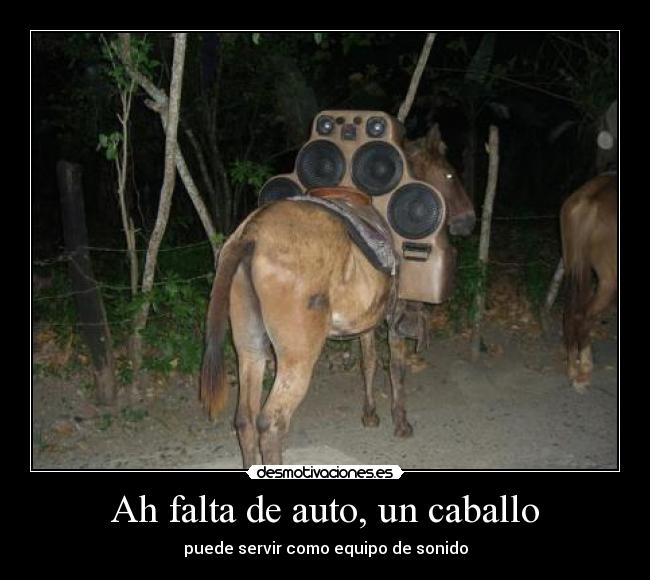 Ah falta de auto, un caballo - puede servir como equipo de sonido
