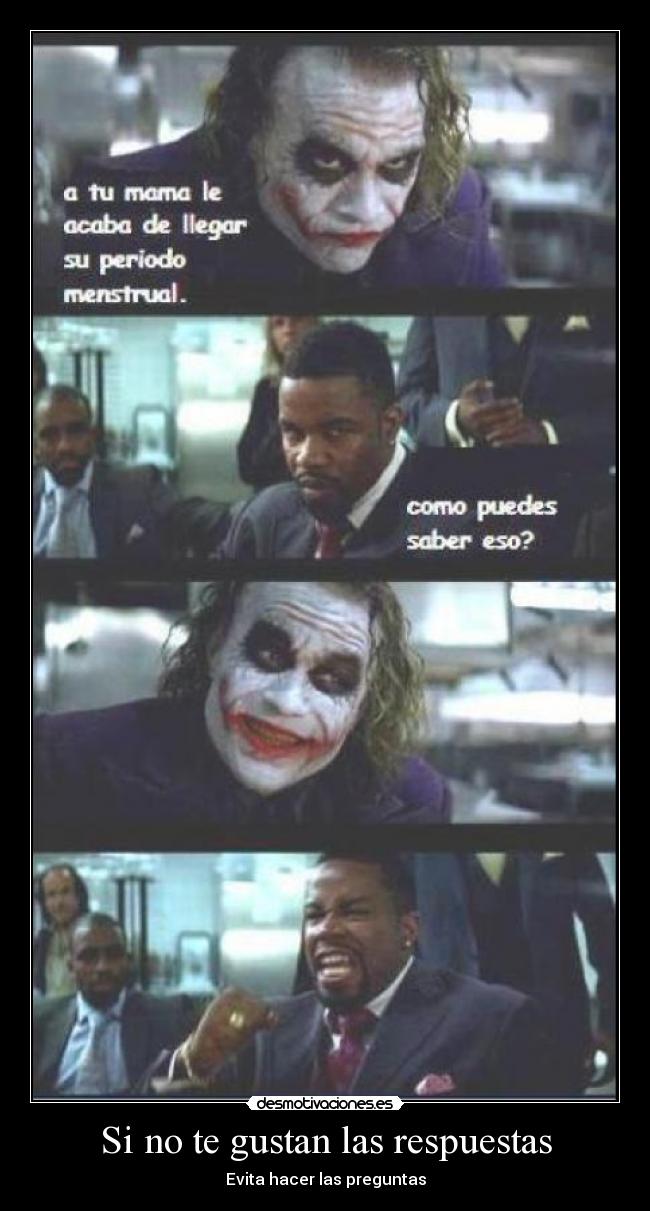 carteles respuestas preguntas joker lol desmotivaciones