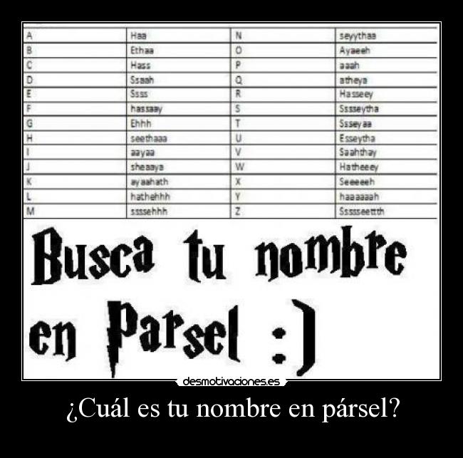 ¿Cuál es tu nombre en pársel? -