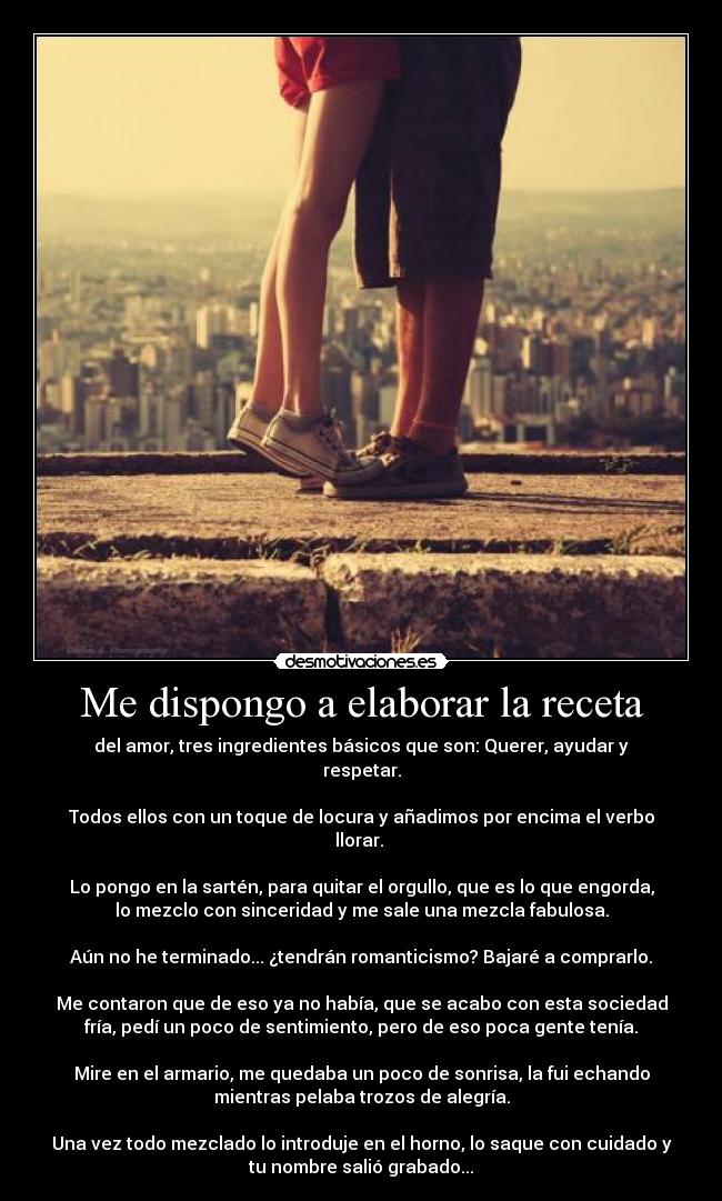 Me dispongo a elaborar la receta -