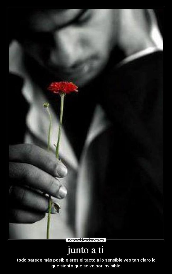 junto a ti - todo parece más posible eres el tacto a lo sensible veo tan claro lo
que siento que se va por invisible.