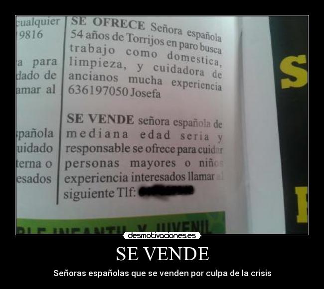 SE VENDE - Señoras españolas que se venden por culpa de la crisis