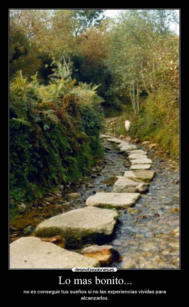 Lo mas bonito... - no es conseguir tus sueños si no las experiencias vividas para alcanzarlos.