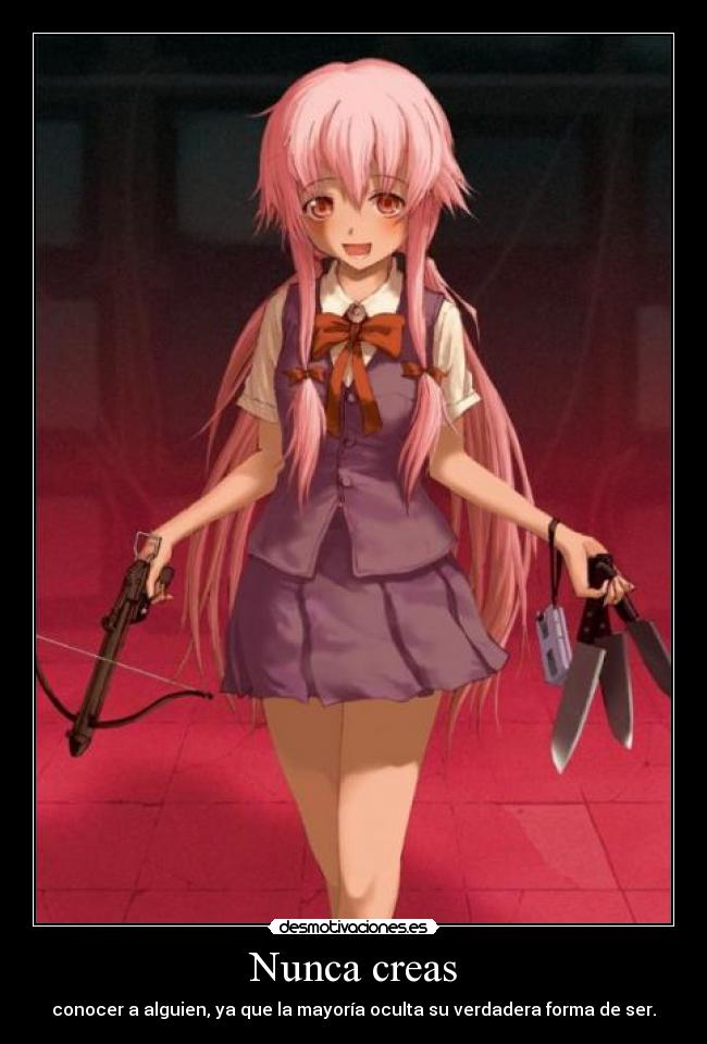 carteles mirai nikki yuno desmotivaciones