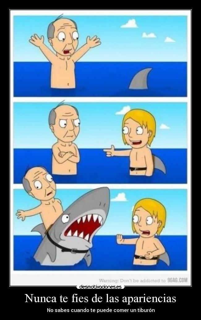 Nunca te fies de las apariencias - No sabes cuando te puede comer un tiburón