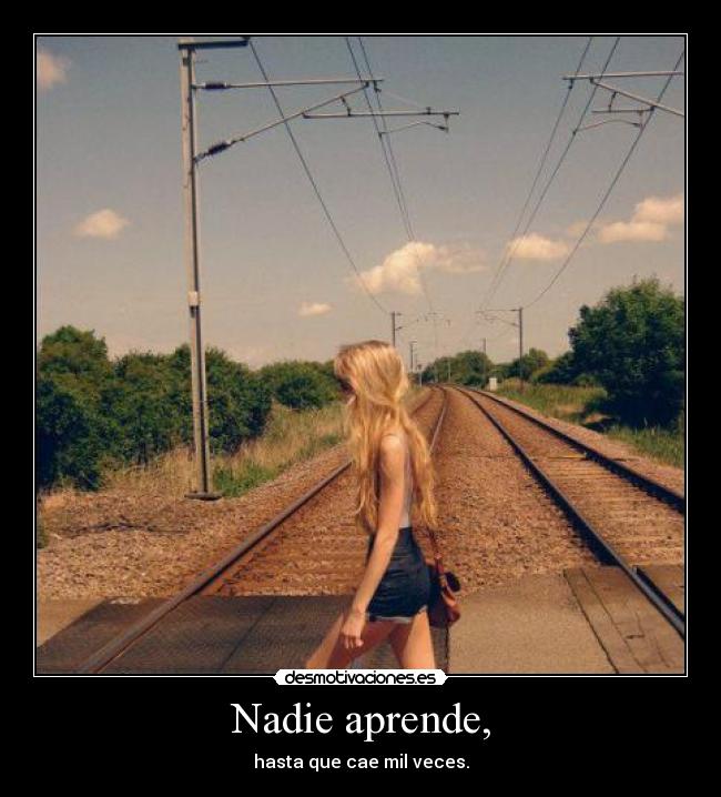 Nadie aprende, - hasta que cae mil veces.