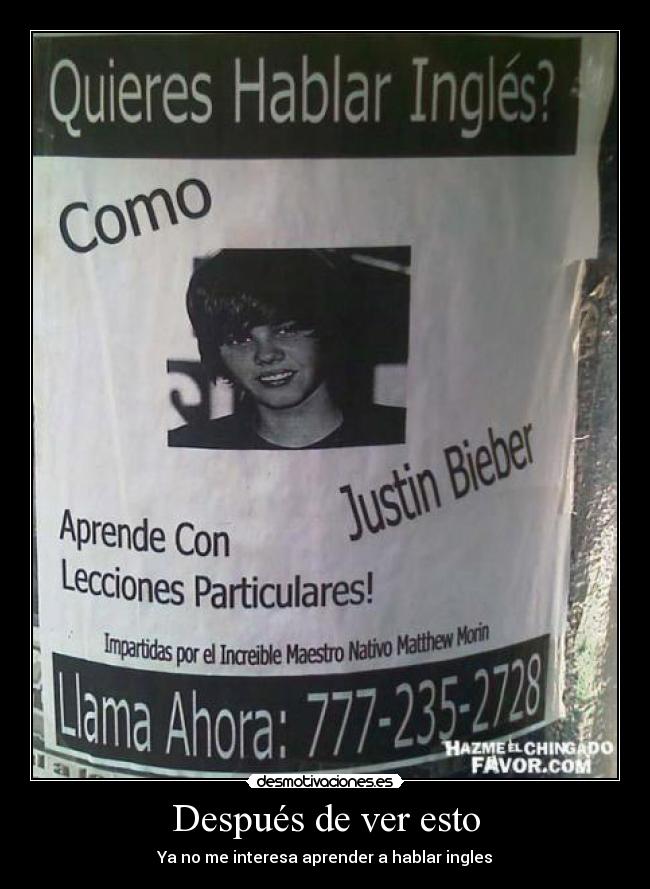 carteles justin gay ingles anuncio idioma desmotivaciones