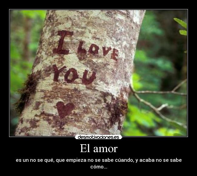 El amor - es un no se qué, que empieza no se sabe cúando, y acaba no se sabe cómo...
