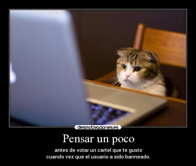 Pensar un poco - antes de votar un cartel que te gusto
cuando vez que el usuario a sido banneado.