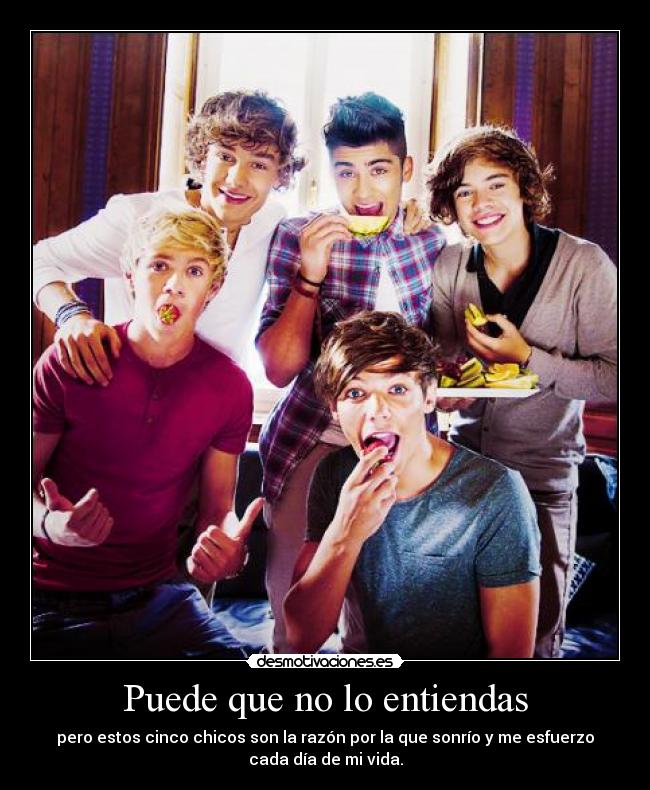 Puede que no lo entiendas - pero estos cinco chicos son la razón por la que sonrío y me esfuerzo
cada día de mi vida.