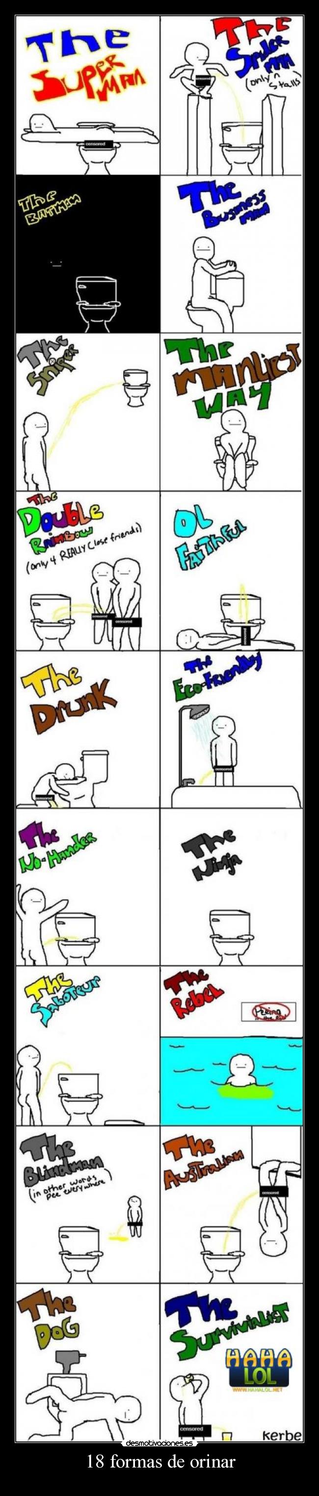 18 formas de orinar -
