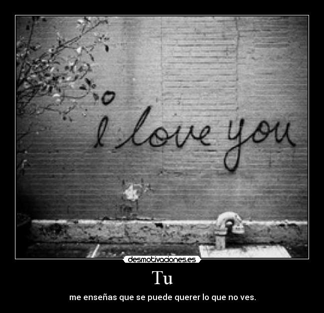 Tu - me enseñas que se puede querer lo que no ves.