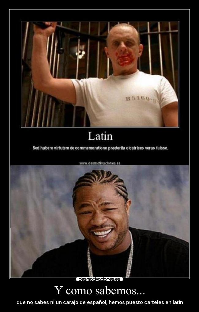 Y como sabemos... - que no sabes ni un carajo de español, hemos puesto carteles en latin