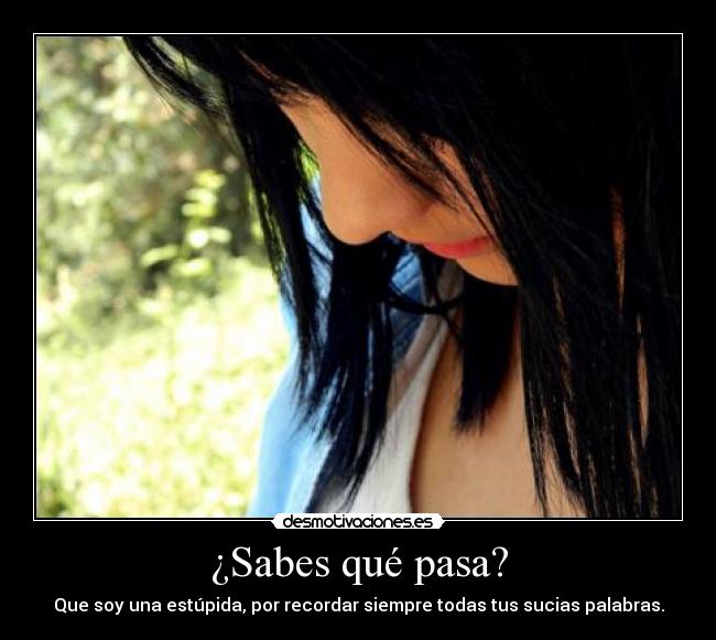 ¿Sabes qué pasa? - Que soy una estúpida, por recordar siempre todas tus sucias palabras.