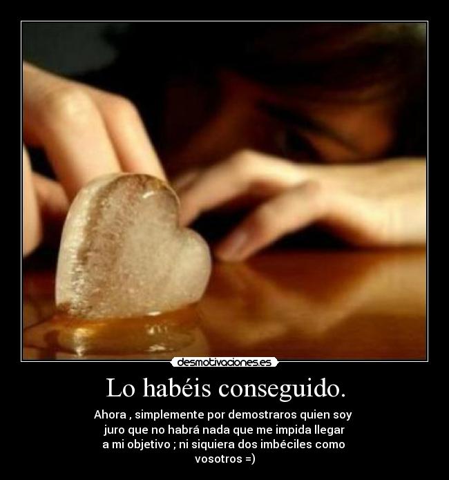 Lo habéis conseguido. - Ahora , simplemente por demostraros quien soy
juro que no habrá nada que me impida llegar
a mi objetivo ; ni siquiera dos imbéciles como
vosotros =)