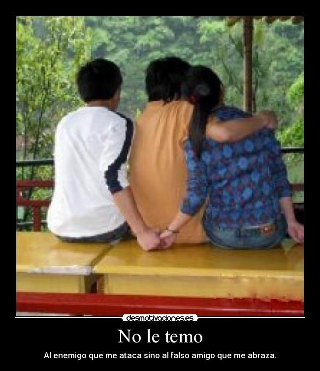 No le temo - Al enemigo que me ataca sino al falso amigo que me abraza.