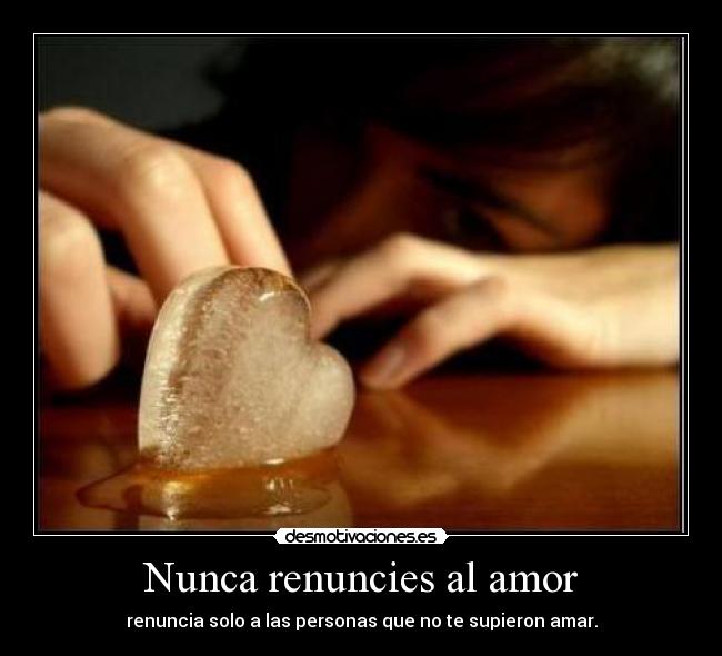 Nunca renuncies al amor - renuncia solo a las personas que no te supieron amar.