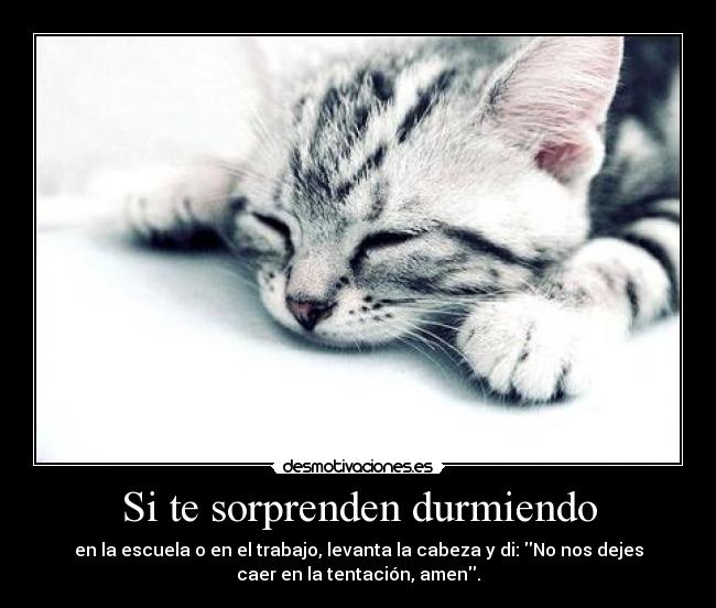 Si te sorprenden durmiendo - en la escuela o en el trabajo, levanta la cabeza y di: No nos dejes
caer en la tentación, amen.