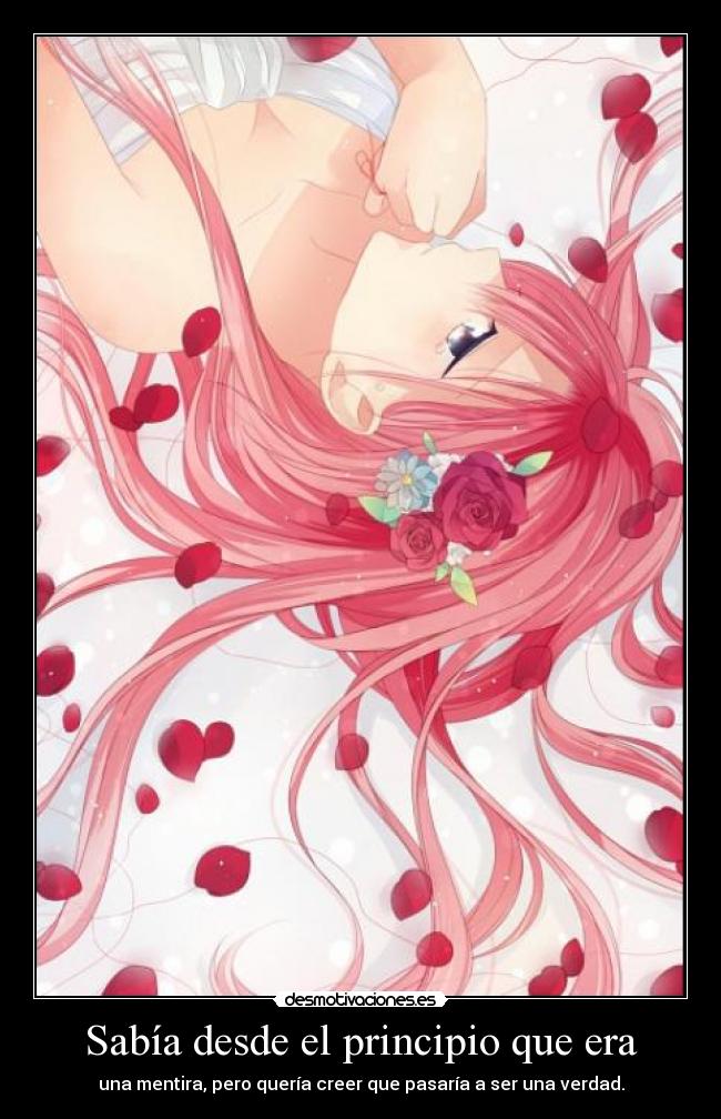 Sabía desde el principio que era - una mentira, pero quería creer que pasaría a ser una verdad.