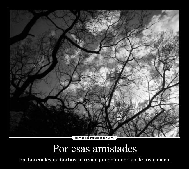 Por esas amistades - por las cuales darías hasta tu vida por defender las de tus amigos.
