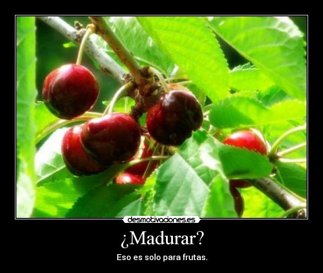 ¿Madurar? - Eso es solo para frutas.