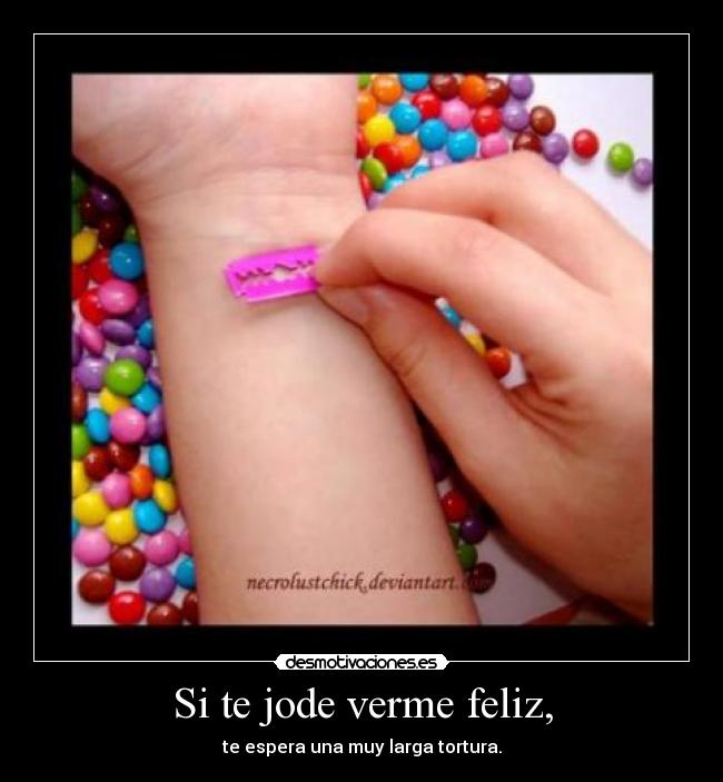 Si te jode verme feliz, - te espera una muy larga tortura.