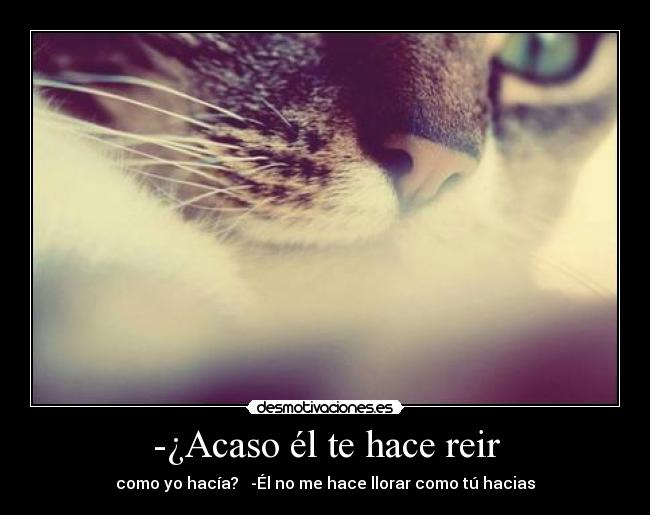 -¿Acaso él te hace reir - como yo hacía?   -Él no me hace llorar como tú hacias