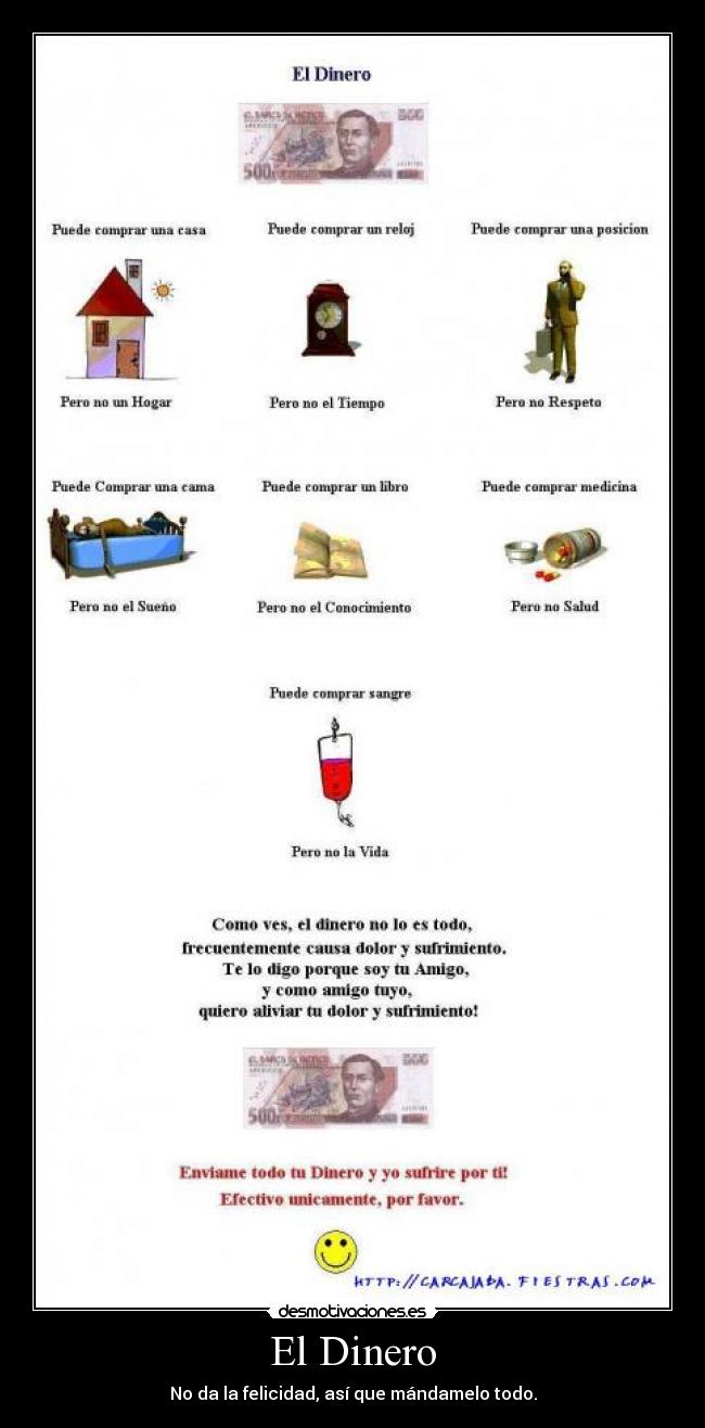 El Dinero - No da la felicidad, así que mándamelo todo.