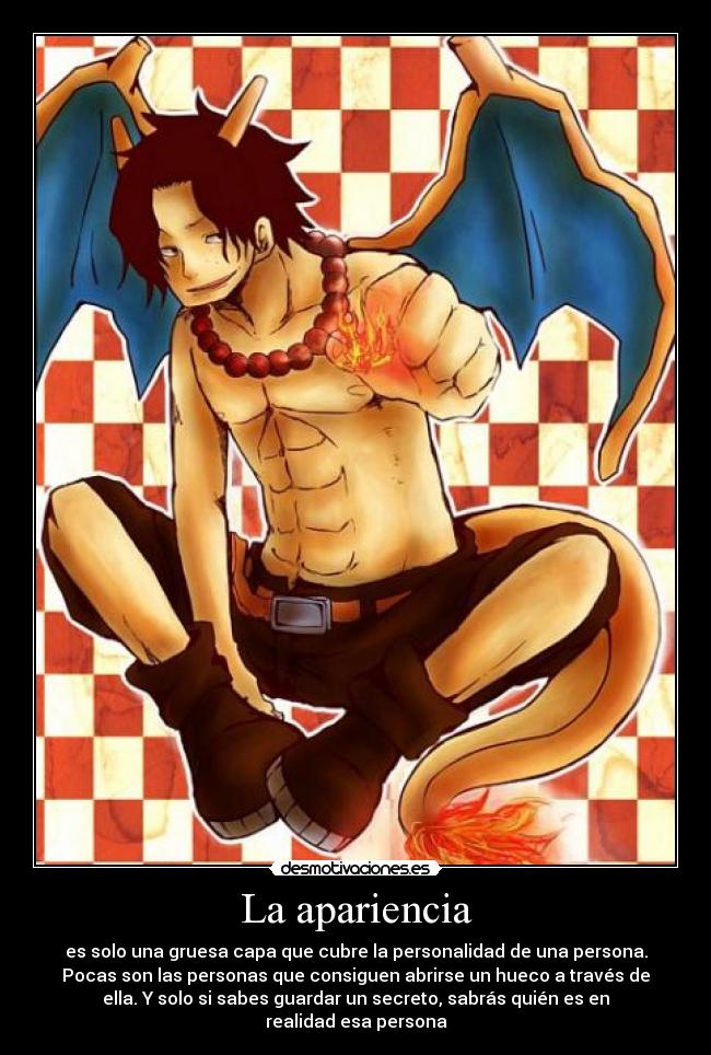 carteles one piece ace pokemon charizard apariencia secreto capa personalidad desmotivaciones