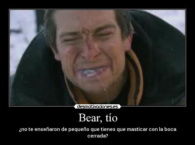 Bear, tío - ¿no te enseñaron de pequeño que tienes que masticar con la boca cerrada?