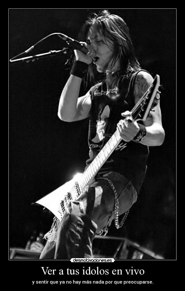 Ver a tus idolos en vivo - y sentir que ya no hay más nada por que preocuparse.