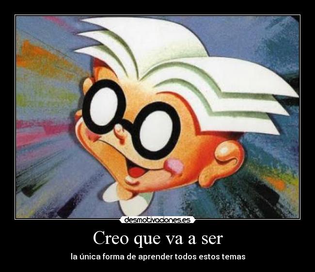Creo que va a ser - la única forma de aprender todos estos temas