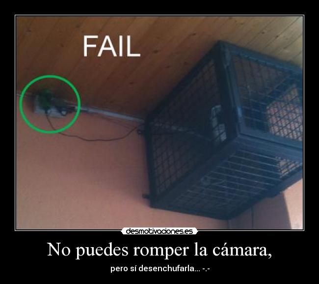 No puedes romper la cámara, - pero sí desenchufarla... -.-
