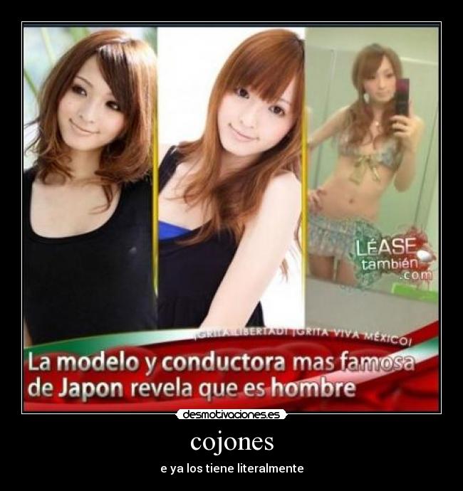 cojones - e ya los tiene literalmente