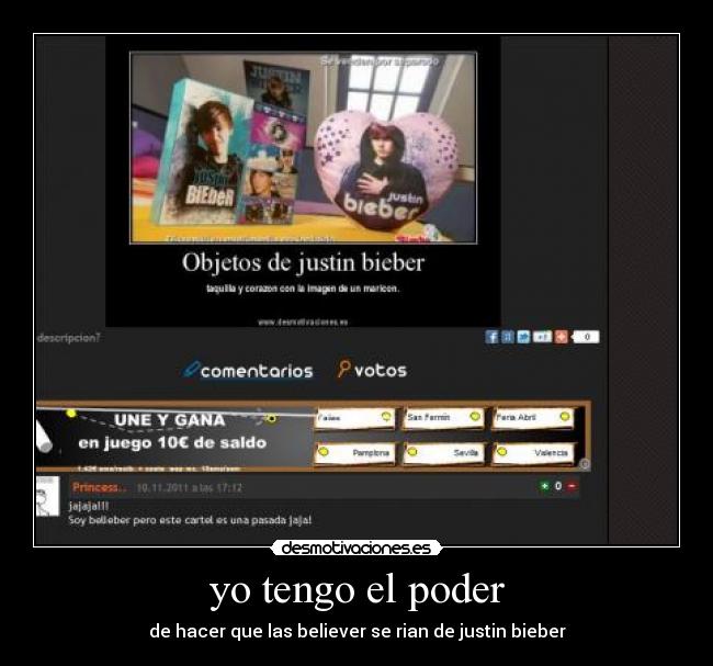 yo tengo el poder - de hacer que las believer se rian de justin bieber