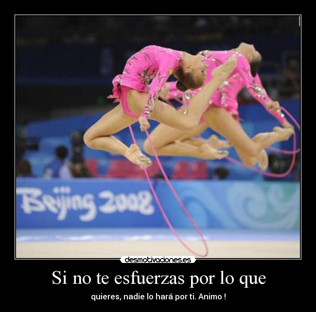 Si no te esfuerzas por lo que - quieres, nadie lo hará por ti. Animo !