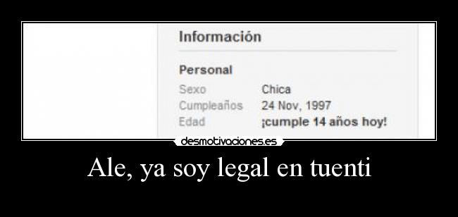 Ale, ya soy legal en tuenti - 