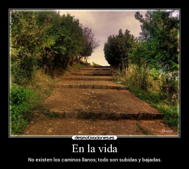 En la vida - No existen los caminos llanos; todo son subidas y bajadas.